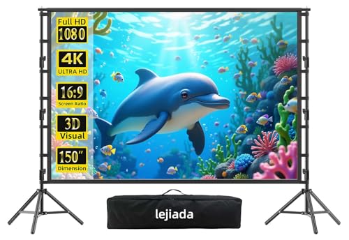150' Outdoor Projector Screen with Stand, 4K HD Portable Movie Screen for Backyard and Camping,...