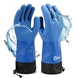 HOLDZERO Waterproof Winter Work Gloves with Extended Cuff Warm Non-Slip 14 Inch Blue 1 Pair Xlarge