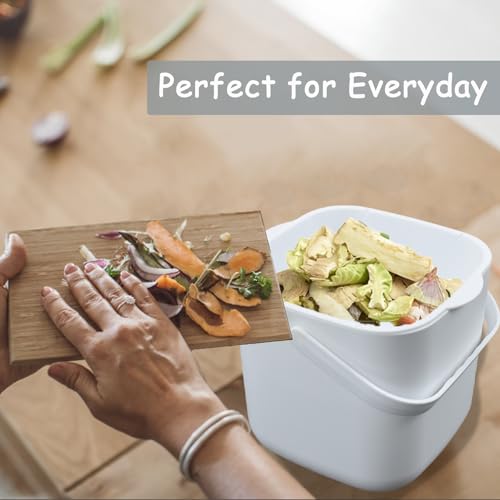 Contenedor de abono de cocina blanco de 4 litros con asas dobles 7