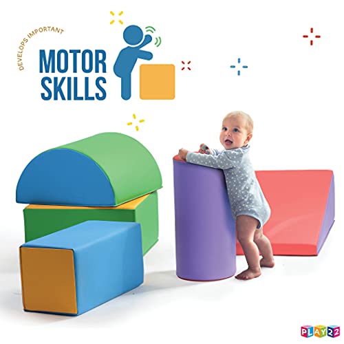 Climb And Crawl Activity Play Set,Climbing Lightweight Foam Shape toy for toddlers 5 Piece Soft zone climbing blocks,Safe Indoor Crawling Gym Equipment for Toddler,Infant,Baby Waterproof Easy to Clean