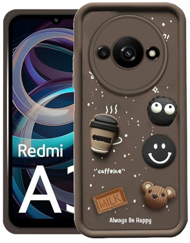 Image of GoldKart Back Case Cover Compatible for Redmi A3 / A3X / Poco C61 | Cute Fun Cartoon 3D Ball Coffee Silicone Case | Full Body Protection Back Cover for Redmi A3 / A3X / Poco C61 - Brown