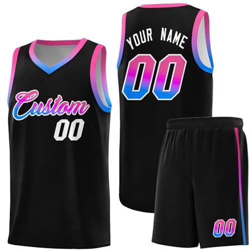 Personalisierte Basketball Trikot 2 Teiliges Set mit Jersey Shirt und Shorts für Herren/Damen/Jungen/Kinder Fitness Herren Fussball Kinder Shirts Schiedsrichter Outdoor