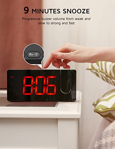 Projection Alarm Clock, Digital Clock With 180° Rotatable Projector, 3-Level Brightness Dimmer, Clear Led Display, Usb Charger, Progressive Volume, 9Mins Snooze,12/24H, Digital Alarm Clock For Bedroom #TOP6