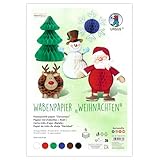 Ursus 1646 00 99 - Wabenpapier "Weihnachten", 6 Stück, ca. 22,5 x 32,5 cm, 30-lagig verklebt, Bastelpapier mit Wabenstruktur, Bastelset für Deko & Figuren