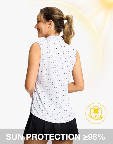 G Gradual Sleeveless Golf Shirts for Women Collared V Neck Tennis Tank Top Cooling Polo UPF 50+ Quick Dry Lightweight3