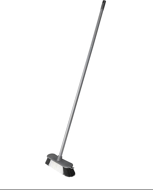 Addis Broom with 3-Piece Handle, Metallic Grey