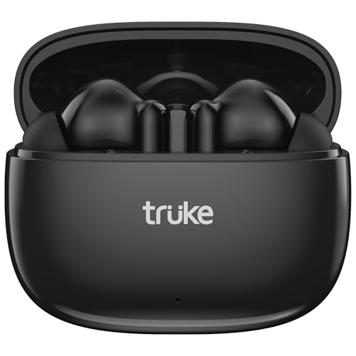truke New Launch Buds Elite True Wireless in Ear Earbuds with 10mm Dynamic Driver, 70Hrs Battery & Fast Charging EarBuds, Dual-MIC ENC TWS, 40ms Low Latency Gaming Buds, Volume Control, BT 5.4 (Black)