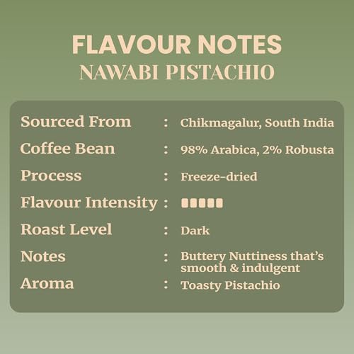 Image of Impulse Coffees Nawabi Pistachio Instant Coffee Powder | Pistachio Flavour, Freeze-Dried Arabica, Smooth Taste, Rich Aroma | 50g