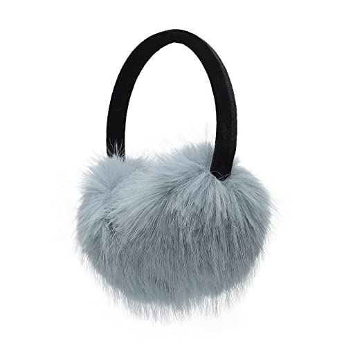Zlyc Womens Girls Winter Fashion Adjustable Faux Fur Earmuffs Ear Warmers (Light Blue) #TOP1