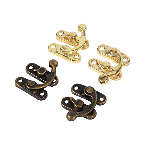 Image of 12Pcs Bronze Latch Hasp, Vintage Jewelry Box Antique Buckle Clasp Closure Lock Latch for Furniture Wooden Box Jewelry Case