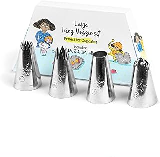 2D 1M 4B 1A Large Stainless Steel Icing Piping Nozzle Tip Set for Baking and Cake Cupcake Decorating