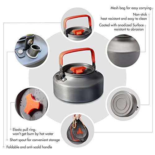Aomiun Camping Kettle Coffee Pot with Cup Stainless Steel Rustproof Anti Corrosion Tableware Set Kettle for Camping Pinic Hiking - Image 4