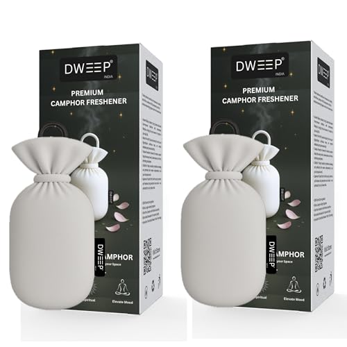 Image of Dweep Organic Camphor Air Freshener Pack of 2 | 100% Camphor Based | Long Lasting Freshener for Car, Wardrobe, Office Cabin, Travel Bag & Bathroom | Natural Odor Control (ORIGINAL-PACK OF 2)