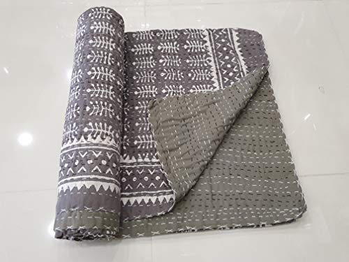 Couvre-lit fait à la main en coton Kantha pour décoration d'intérieur et parure de lit