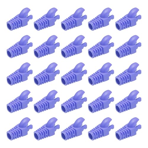 PATIKIL RJ45 Plug Connector Cover, 100Pcs Cat5 Cat5E Cat6 Cat7 Network Cable Boot Cover for Laptops Desktop Computers Routers Smart TV Network Cameras Printers, Purple