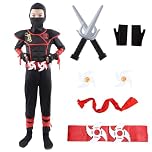 Wizland Kids Ninja Costume Outfit，Boys Ninjago Fancy Dress Up for Halloween Carnival 7-9 years