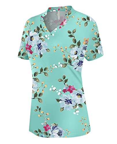 Anyhold 2023 Womens Fashion Casual Summer Short Sleeve Tops Cute V Neck Shirts Dressy Work Blouse Medium, Mint Green #TOP3