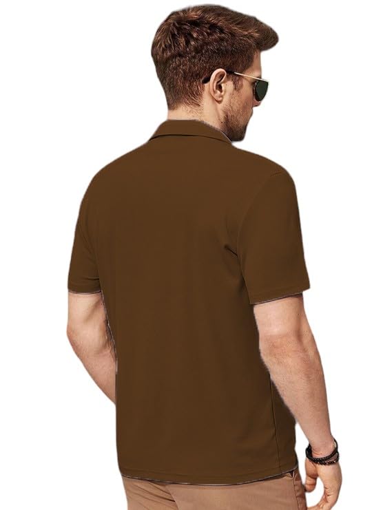 Image of Men's Ribbed Polo Tshirt (44, Dark Brown)