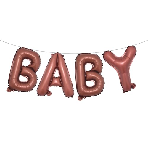 Image of 16 Inch Baby Letter Balloons Multicolor Foil Balloons BABY Balloons, 4 Pcs Foil Aluminum Balloon for kids Birthday, Baby Shower, Wedding, Gender Reveal Party Decorations (BABY Chocolate)