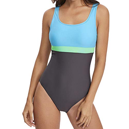 U/A costume da bagno sexy professionale triangolo sportivo di colore abbinato un pezzo costume da bagno per le donne Blu 52