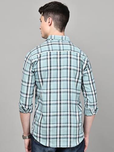 Image of Majestic Man Stylish Slim Fit Cotton Spread Collar Checked Casual Shirt for Men