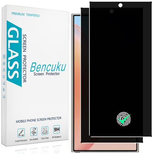 Bencuku (2 Pack) Privacy Screen Protector for Samsung Galaxy S24 Ultra Anti Spy Tempered Glass Fingerprint Unlock Compatible Anti Scratch Bubble Free Case Friendly