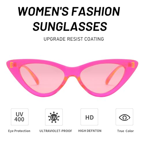 Przene Cat Eye Sunglasses for Women Men Candy Color Small Frame Trendy Cateye Sun Glasses 65812
