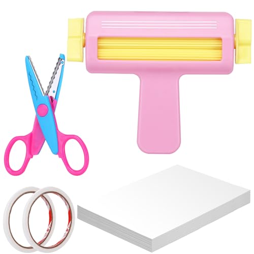 100 Sheets 8.25 x 11.6 Inches Glossy Thin Inkjet Paper Paper Crimper Pinking Shears Double Sided Tape for Chip Bags Crafting for Inkjet Printer Dye Ink Back to School Supplies (Pink)