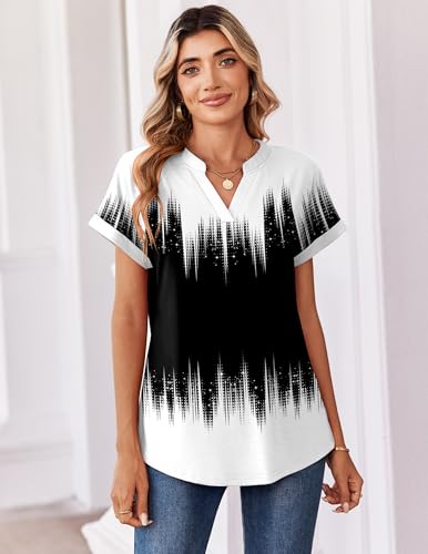 Image of Zeagoo Womens Tops Short Sleeve Summer V Neck Shirts Work Blouses Business Outfits Fashion Clothing