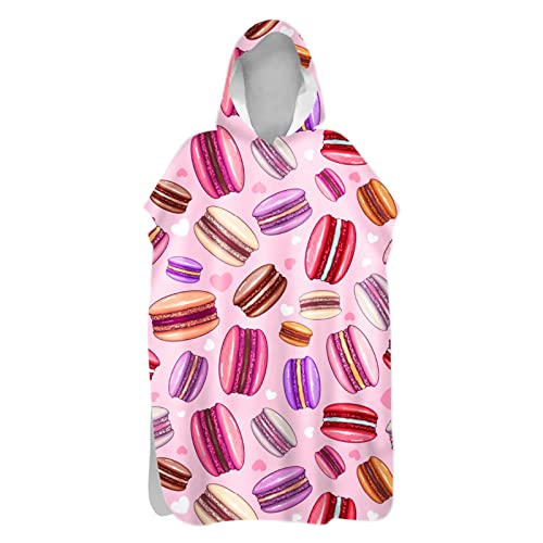 Chickwin Poncho De Bain Adulte Enfant, Macaron Serviette Poncho à Capuche Surfing Changement Robe Microfibr Séchage Rapide Serviette de Plage pour Plage Bain Natation (Macaron,80x145cm) Cover
