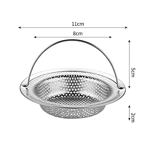 2 Stück Abflusssieb - Sieb für Spülbecken mit Griff, Edelstahl Abflusssieb Küchenspüle, Spülbecken Sieb Verstopfungsschutz Küche Abfluss Spüle (11 x 8 x 2 cm)