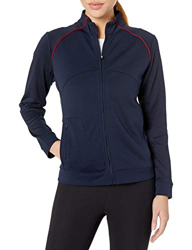 Cutter & Buck Women's Cb Drytec Edge Full Zip, Navy Blue/Cardinal, M