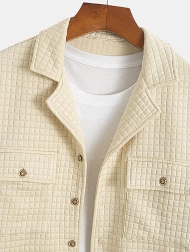 Image of Men's Casual Dual Pockets Design Camp Collar Short Sleeves Shirt Or Drawstring Shorts -Co-ord Available(Shirt Light Coffee /L)