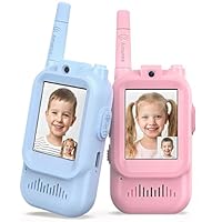 Vikye Video Walkie Talkies, 2 Pack Rechargeable Handheld Intercom Toy 2 Way Radio with 2.0 Inch Screen 500m Range, for Kids Indoor Outdoor Activity