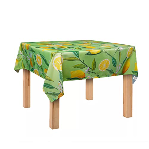 Lemon Square Tablecloths 52 X 52 Inch - Green Lemons Table Cloth For Summer - Waterproof Stain-Resistant Spillproof Polyester Fabric Table Cloths Cover For Kitchen, Dinning Room, Patio, Garden Yard… #TOP27