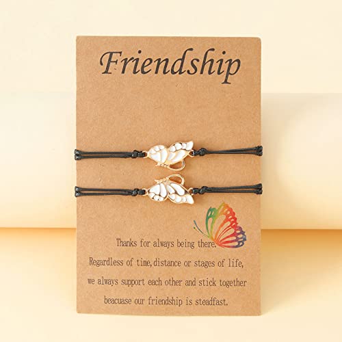 Image of ZMANYIJEW Friendship Bracelets BFF Long Distance Matching Butterfly Bracelets Friendship Gifts for Best Friends for Teen Girls (Gold, Alloy)