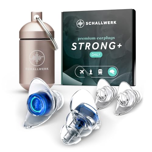 SCHALLWERK ® Strong+ Daily tapones oidos con protección extra fuerte – amortigua el ruido y mantiene la calidad del sonido – ideal para la música, los festivales, el trabajo, el estudio