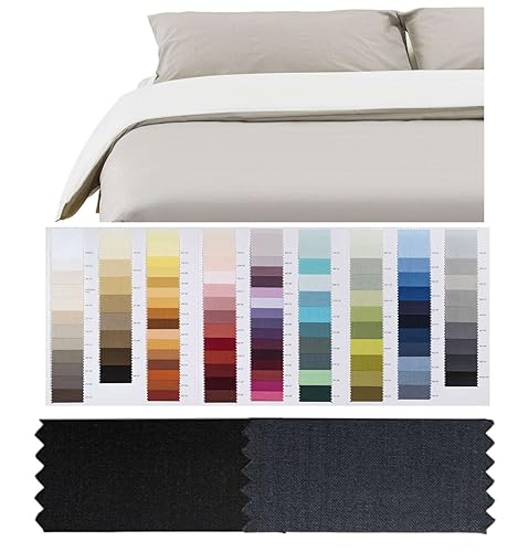 Ricami Fiorentini - Saco nórdico reversible con fundas de algodón 100 %, también a medida. Producto artesanal Toscano de alta calidad. Para cama de matrimonio Maxi (negro/antracita)