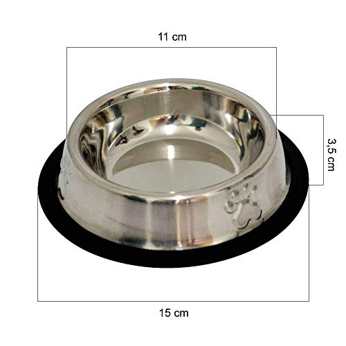 Kit 2 Potes Comedouro e Bebedouro Em Inox Anti Derrapante 240 ml Patas Relevo Mini