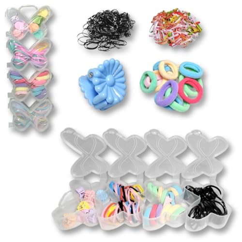 Kit Cabelo Infantil Completo, 135 Acessórios Com Organizador Borboleta, Inclui Elásticos, Piranhas e Xuxinhas, Para Penteados De Menina
