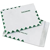 Aviditi TYVEK Flat First Class Self-Seal Envelopes, 9' x 12', White/Green, Top Opening, Tear and...