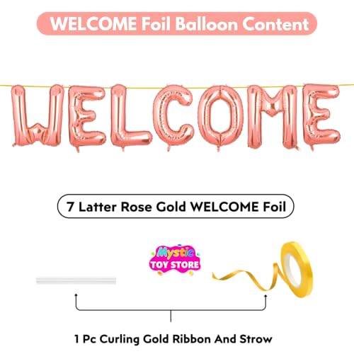 Image of Welcome Banner Rose Gold for Birthday Wedding Office Home Baby Boy Girl Foil Balloon Decoration Decor Celebration