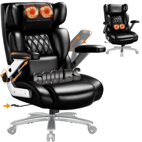 600lbs Big and Tall Office Chair with Kneading Heated Massage,Comfy Heavy Duty Executive Office Desk...