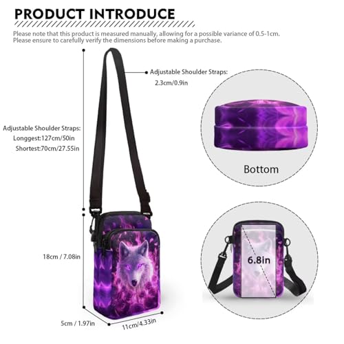 Image of Xpyiqun Galaxy Wolf Phone Purses for Women Crossbody Bag Purple Rose Small Sling Messenger Bags Zipper Shoulder Handbags Womens Trendy Cross Body Pouch Roomy Canvas Wallet Credit Card Holder Handbags