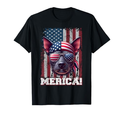 Patriotic Xoloitzcuintli Dog Lover US Flag Independence Day T-Shirt