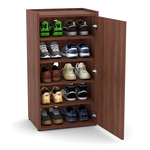 Image of FURNIFLIX Footsy Engineered Wood Vertical Shoe Rack - Walnut Finish