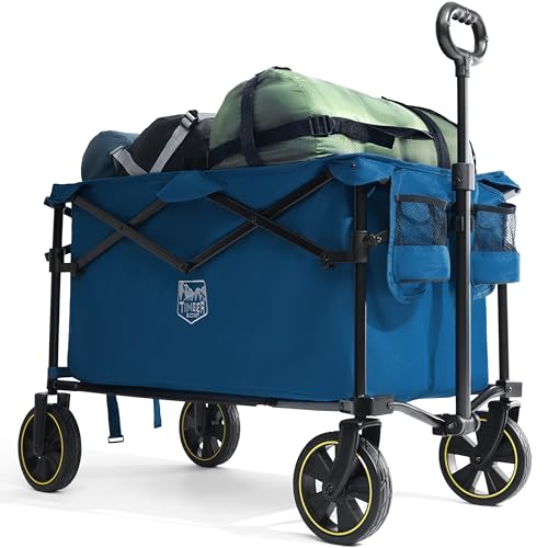 TIMBER RIDGE Bollerwagen Faltbar 200L mit Getränkehalter Verstellbarem Griff, Gartenwagen für Alle...