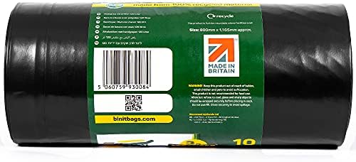 BIN IT 10 Tie Top, Ultra Heavy Duty, 120 Litre XL Refuse Sacks, Bin Bags, Bin Liners, 80kg Lift Tested, Super Strong, 60 μm, Perfect for Household, Office, Garden, Commercial, DIY, Caterers, Builders