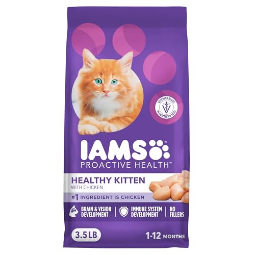 IAMS Proactive Health Kitten Dry Cat Food, Healthy Kitten Food Dry Recipe with Real Chicken in Every Bite, 3.5 Lb. Bag