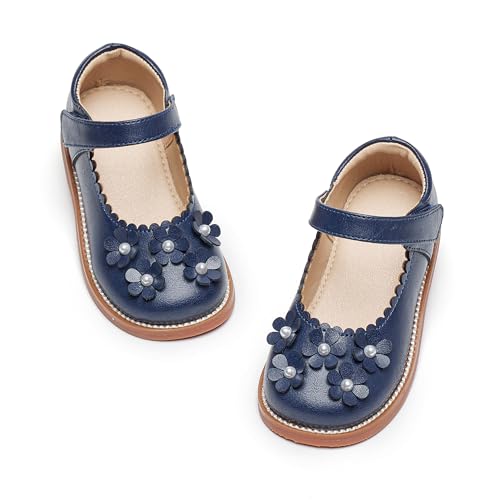 Image of GINFIVE Toddler Girls Dress Shoes Little Kids Flats School Mary Janes Shoes